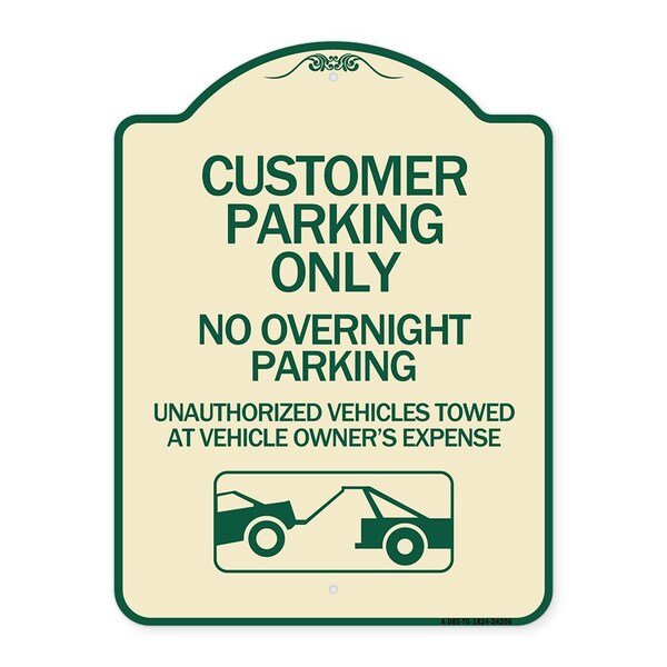 Customer Parking Only No Overnight Parking Unauthorized Vehicles Towed at Owner Expen, TG-1824-24206